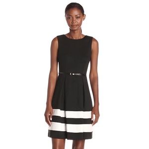 Calvin Klein size 10 black dress w/ white stripes